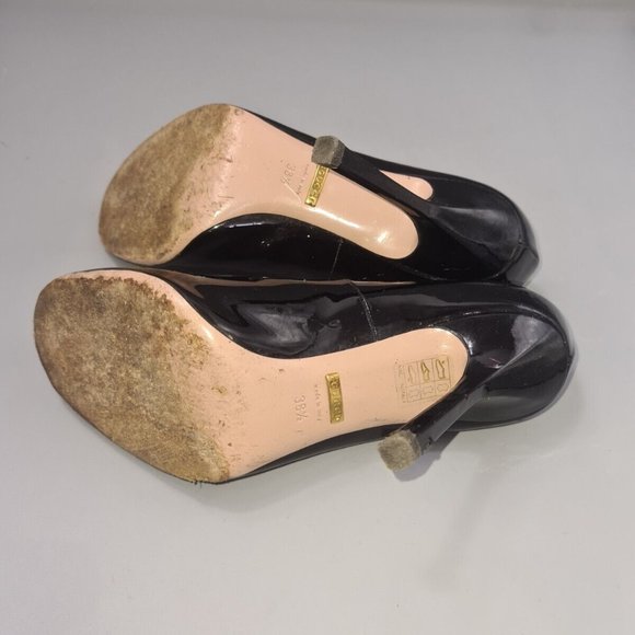 GUCCI Horsebit Heels Size UK 5.5 EU 38.5 Black Patent Leather Peep-Toe Stiletto - Picture 12 of 12